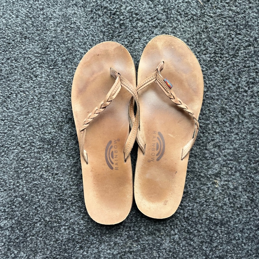 Rainbow flip flops